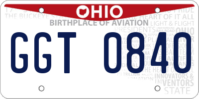 OH license plate GGT0840