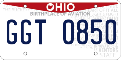 OH license plate GGT0850