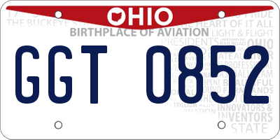 OH license plate GGT0852