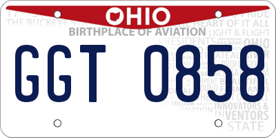 OH license plate GGT0858