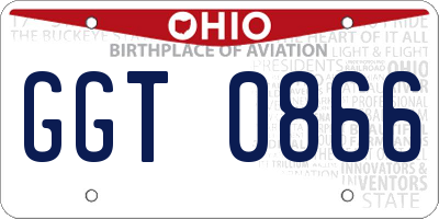 OH license plate GGT0866