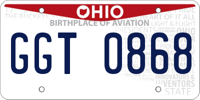 OH license plate GGT0868