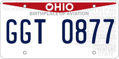 OH license plate GGT0877