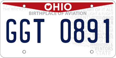OH license plate GGT0891