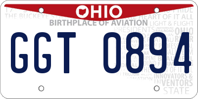 OH license plate GGT0894
