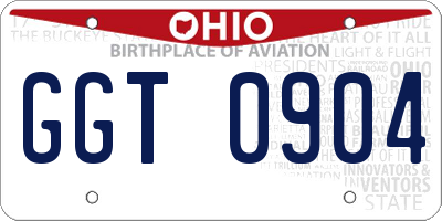 OH license plate GGT0904