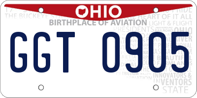 OH license plate GGT0905