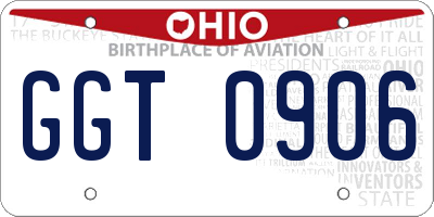 OH license plate GGT0906