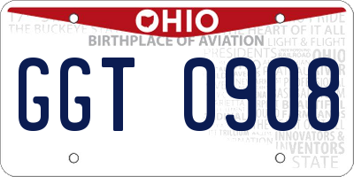 OH license plate GGT0908