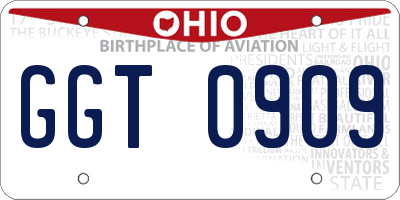 OH license plate GGT0909