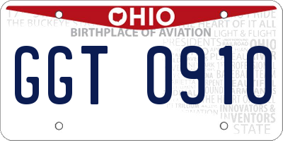 OH license plate GGT0910