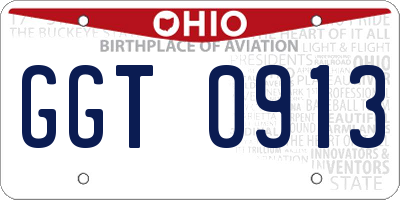 OH license plate GGT0913