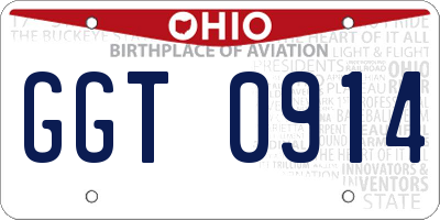 OH license plate GGT0914