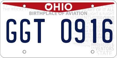OH license plate GGT0916