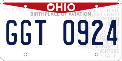 OH license plate GGT0924