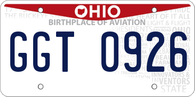 OH license plate GGT0926