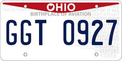 OH license plate GGT0927