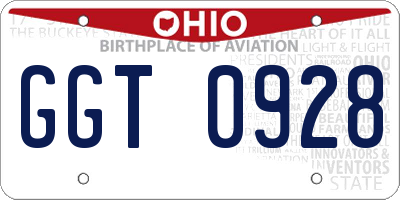 OH license plate GGT0928