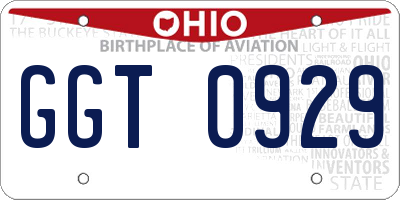 OH license plate GGT0929