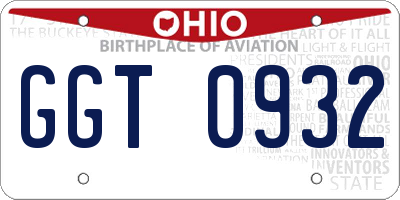 OH license plate GGT0932