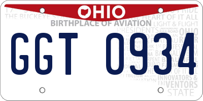 OH license plate GGT0934