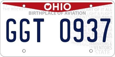 OH license plate GGT0937