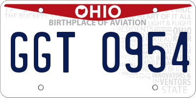 OH license plate GGT0954