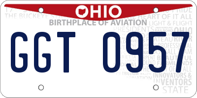 OH license plate GGT0957