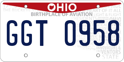 OH license plate GGT0958
