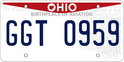OH license plate GGT0959