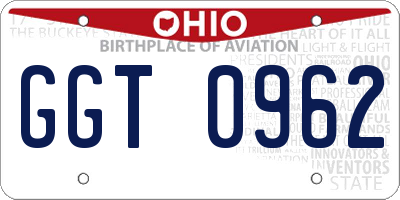 OH license plate GGT0962