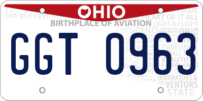 OH license plate GGT0963