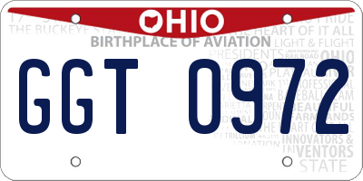 OH license plate GGT0972