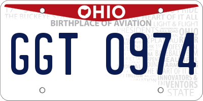 OH license plate GGT0974