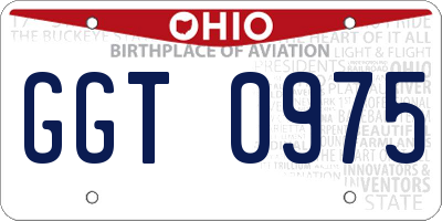 OH license plate GGT0975