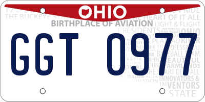 OH license plate GGT0977