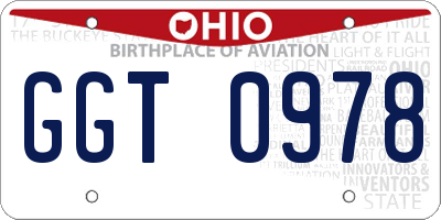OH license plate GGT0978