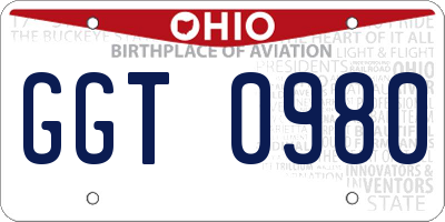 OH license plate GGT0980