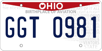OH license plate GGT0981