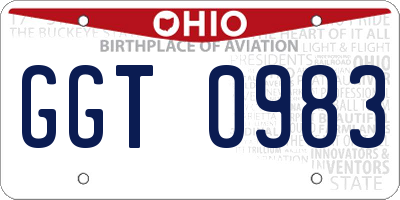 OH license plate GGT0983