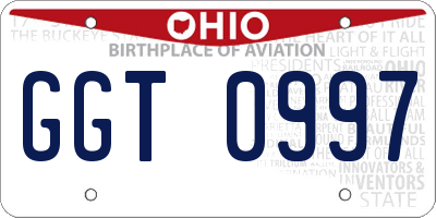 OH license plate GGT0997