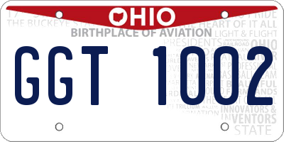 OH license plate GGT1002