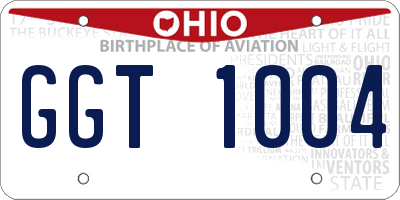 OH license plate GGT1004