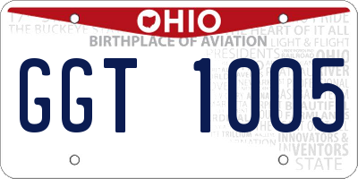 OH license plate GGT1005