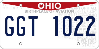 OH license plate GGT1022