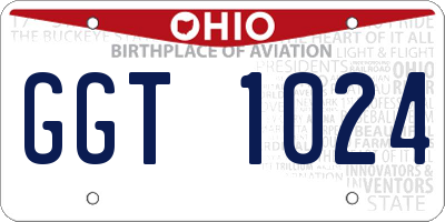 OH license plate GGT1024
