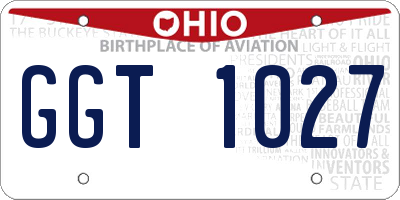 OH license plate GGT1027