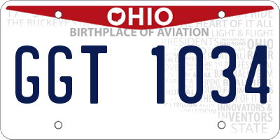 OH license plate GGT1034