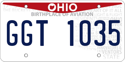 OH license plate GGT1035