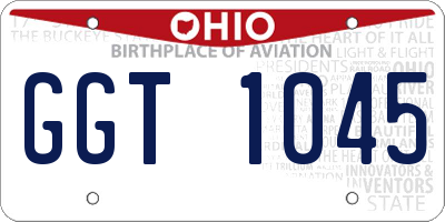 OH license plate GGT1045